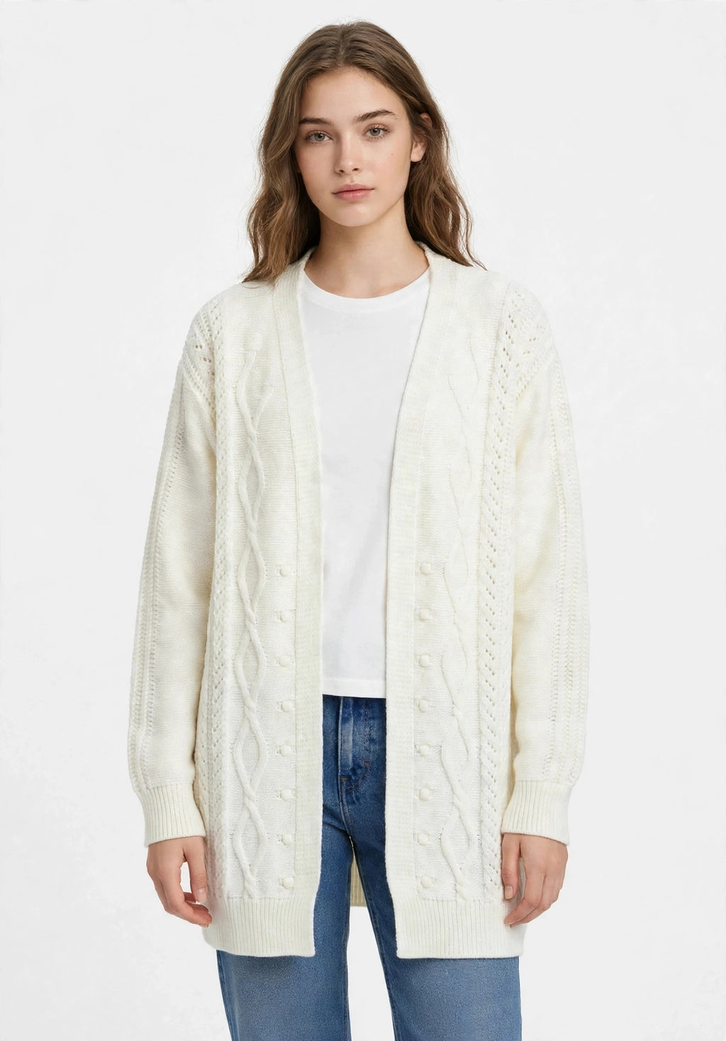 Cardigan long en maille torsadée | Réf. 3278