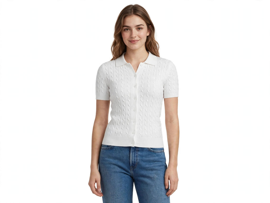 Cardigan polo en coton torsadé | Réf. 3296