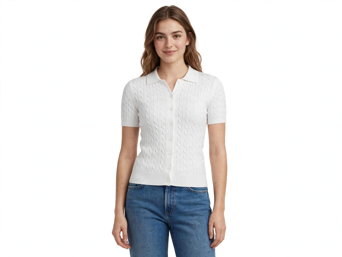 Cardigan polo en coton torsadé | Réf. 3296
