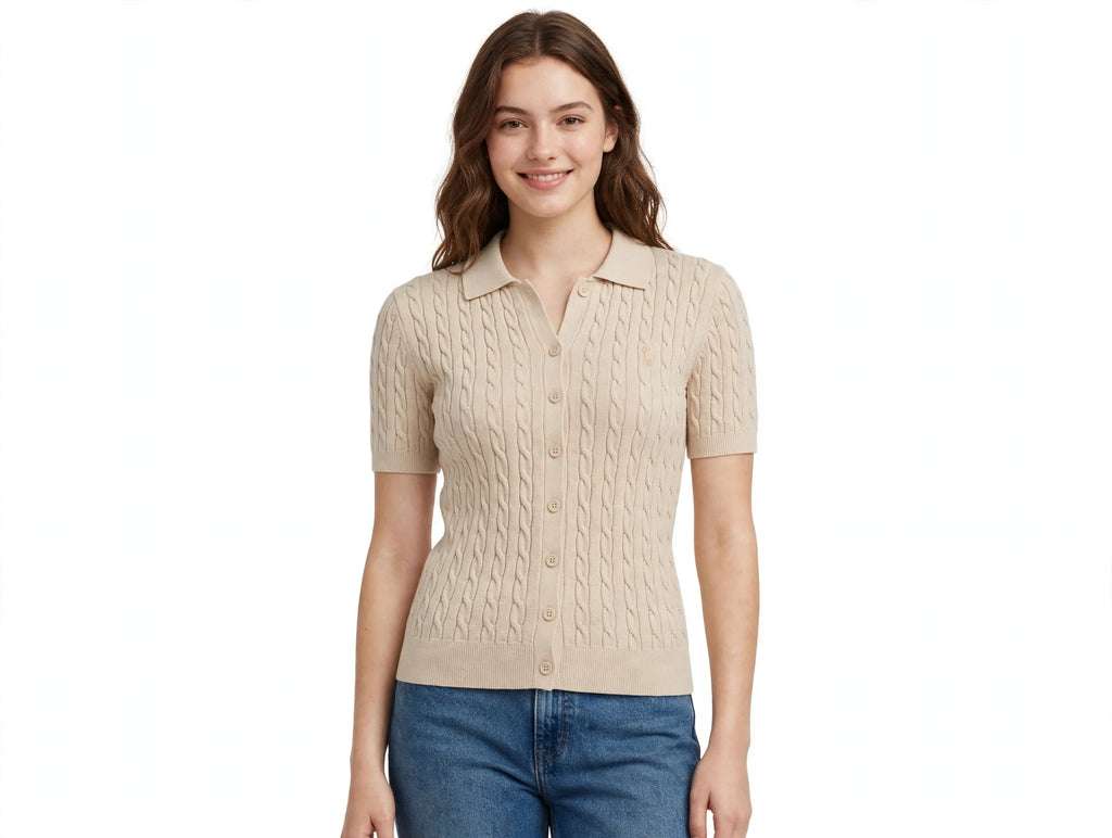Cardigan polo en coton torsadé | Réf. 3296