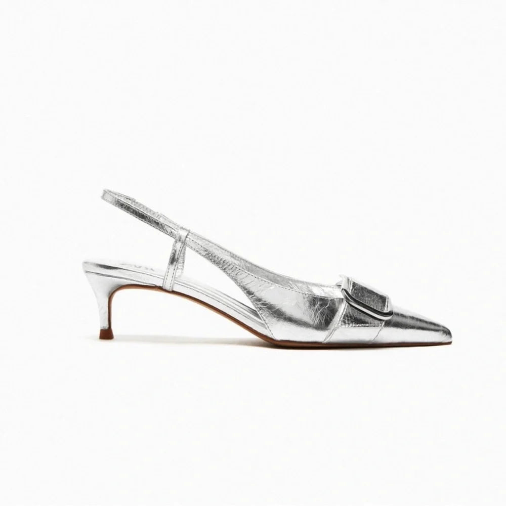 Slingback à boucle métallisée