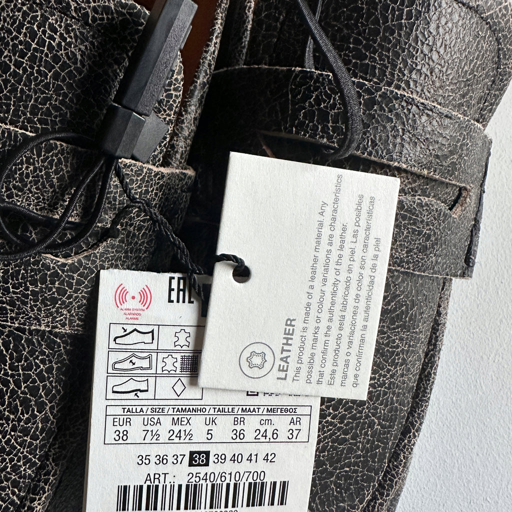 Mocassins Zara en Cuir Vieilli Gris Noirci