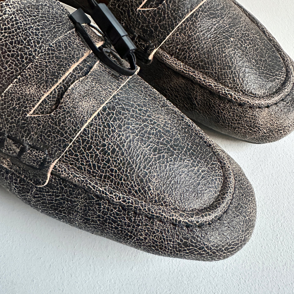 Mocassins Zara en Cuir Vieilli Gris Noirci