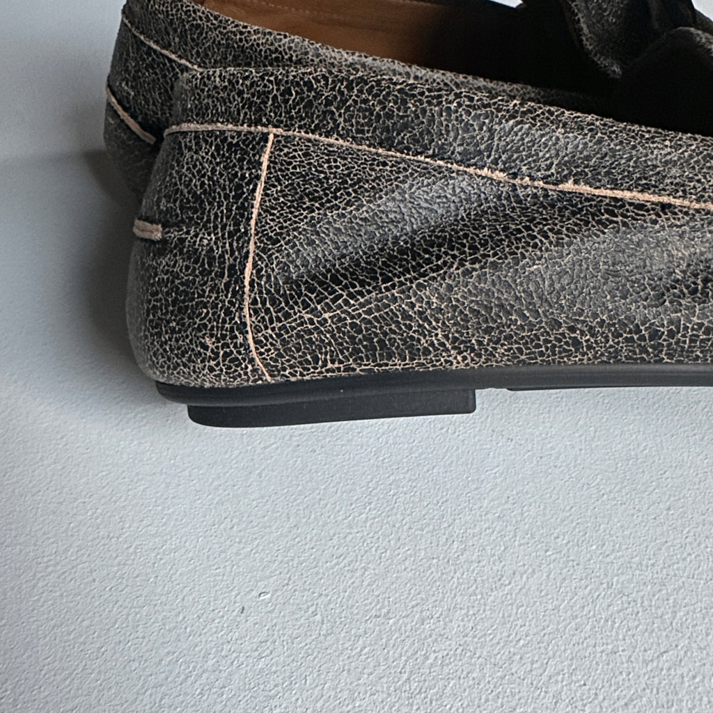 Mocassins Zara en Cuir Vieilli Gris Noirci