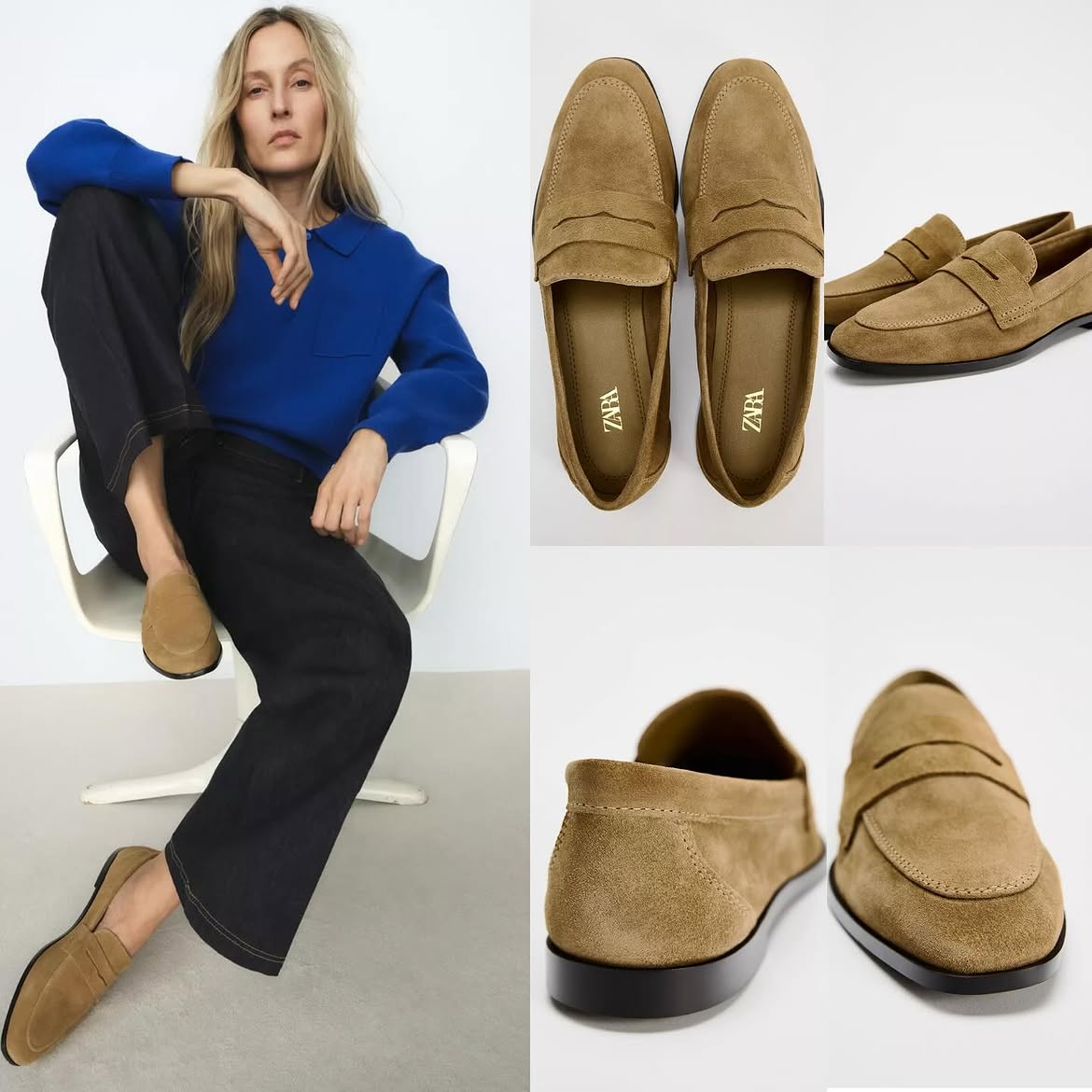 Mocassins en croûte de cuir marron