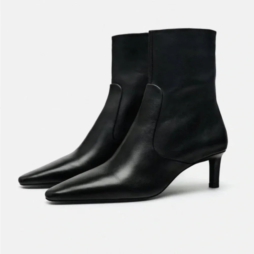 Bottines à talon kitten en cuir