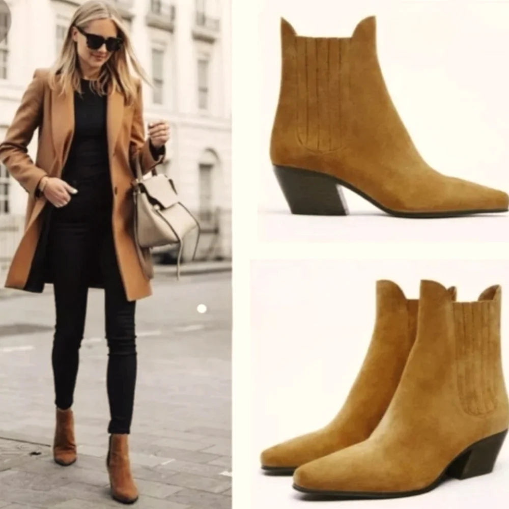 Bottines western en croûte de cuir