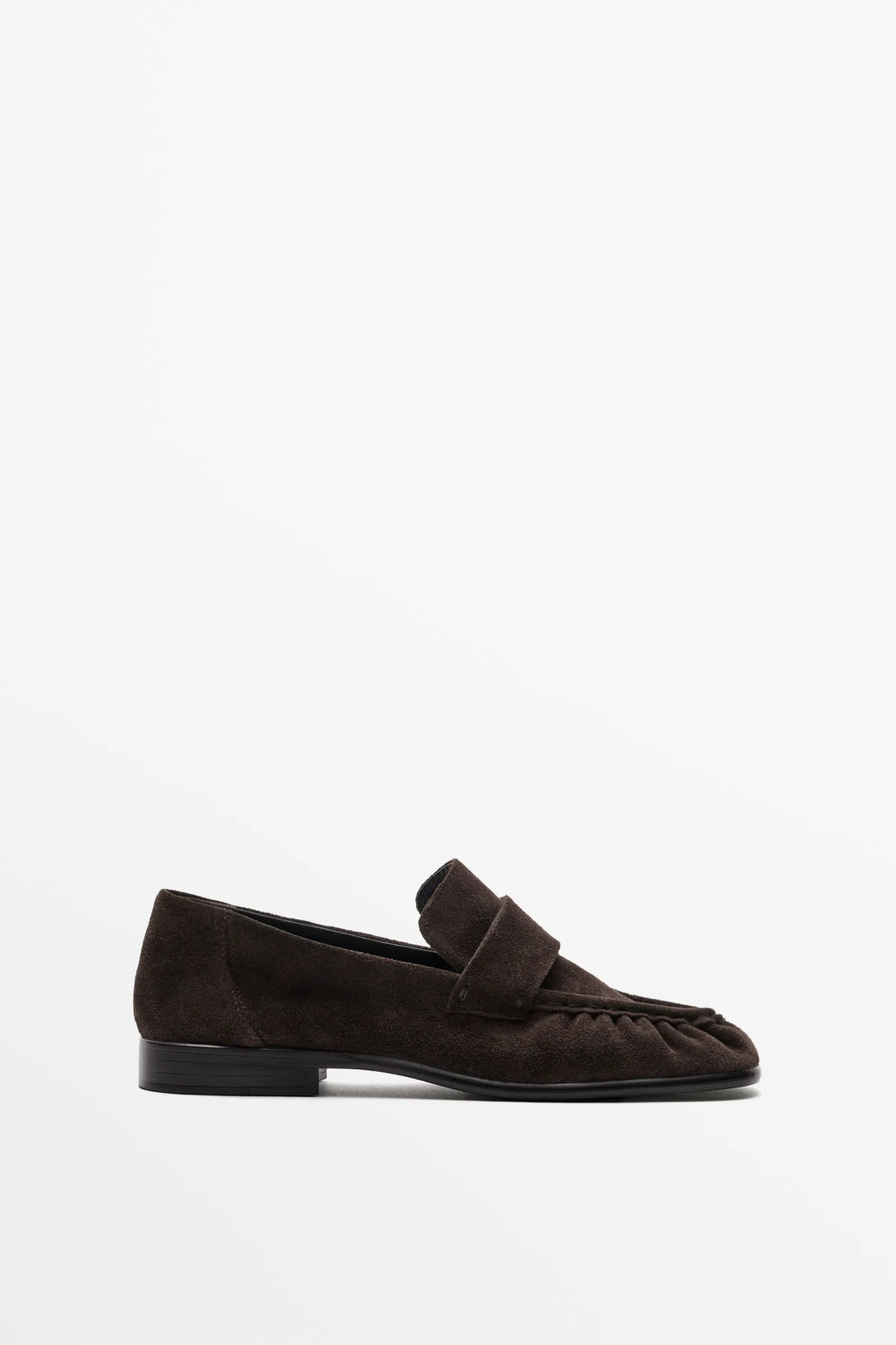 Mocassins froncés en croûte de cuir
