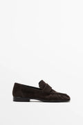 Mocassins froncés en croûte de cuir
