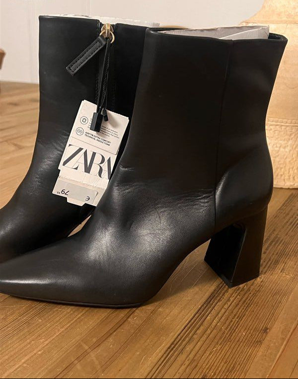 Bottines à talon bloc en cuir | Réf. 3020