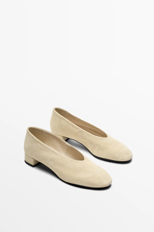 Ballerines à petit talon en croûte de cuir | Réf. 3249