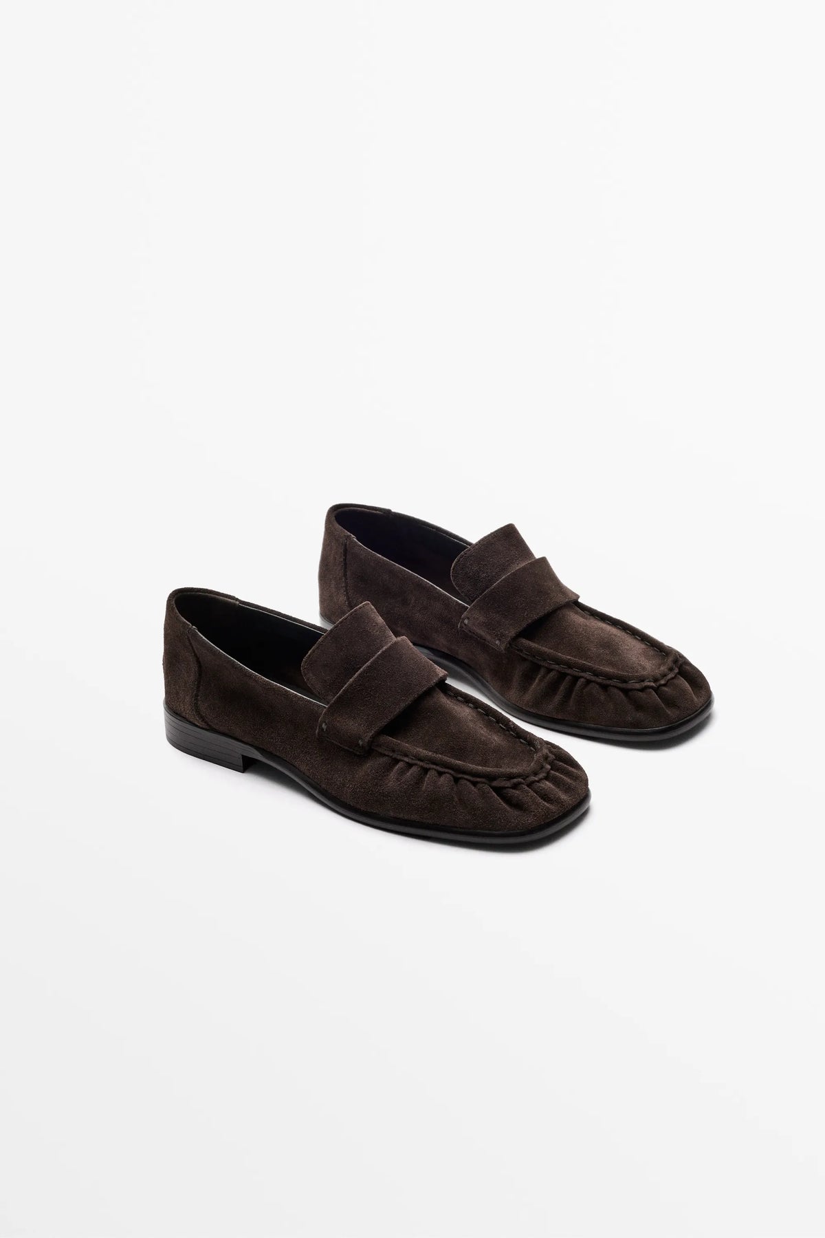 Mocassins froncés en croûte de cuir