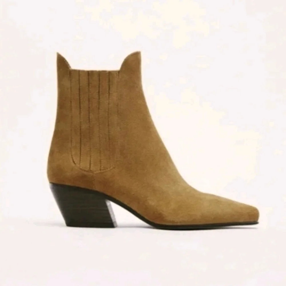 Bottines western en croûte de cuir