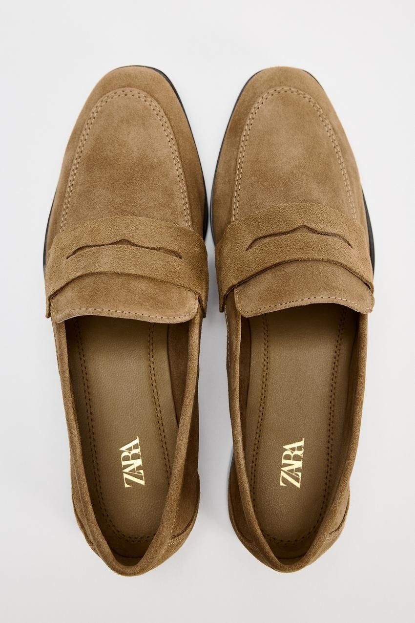 Mocassins en croûte de cuir marron
