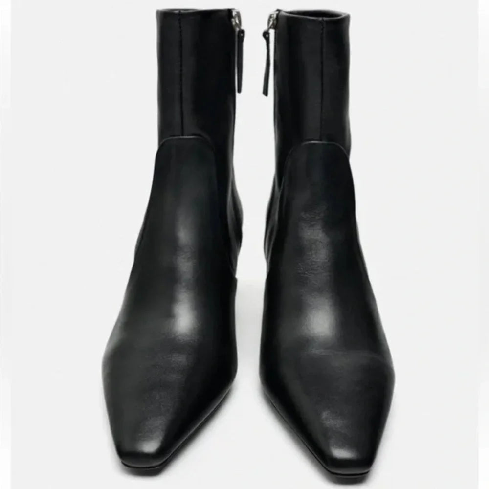 Bottines à talon kitten en cuir