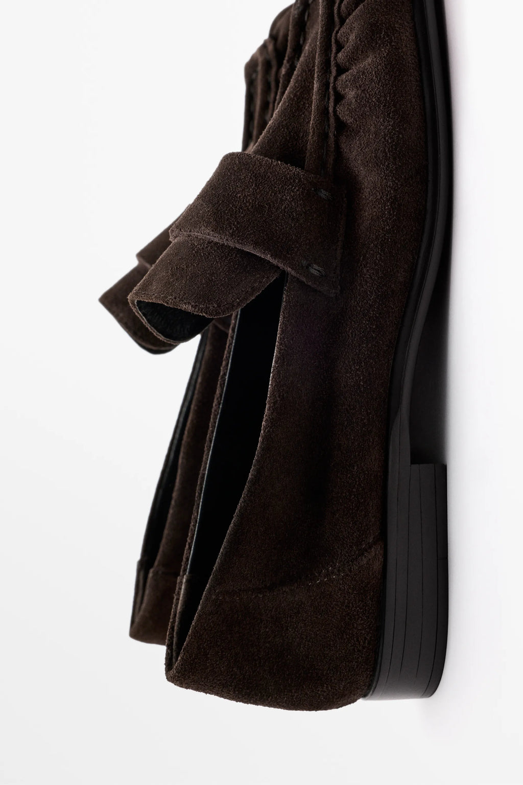 Mocassins froncés en croûte de cuir