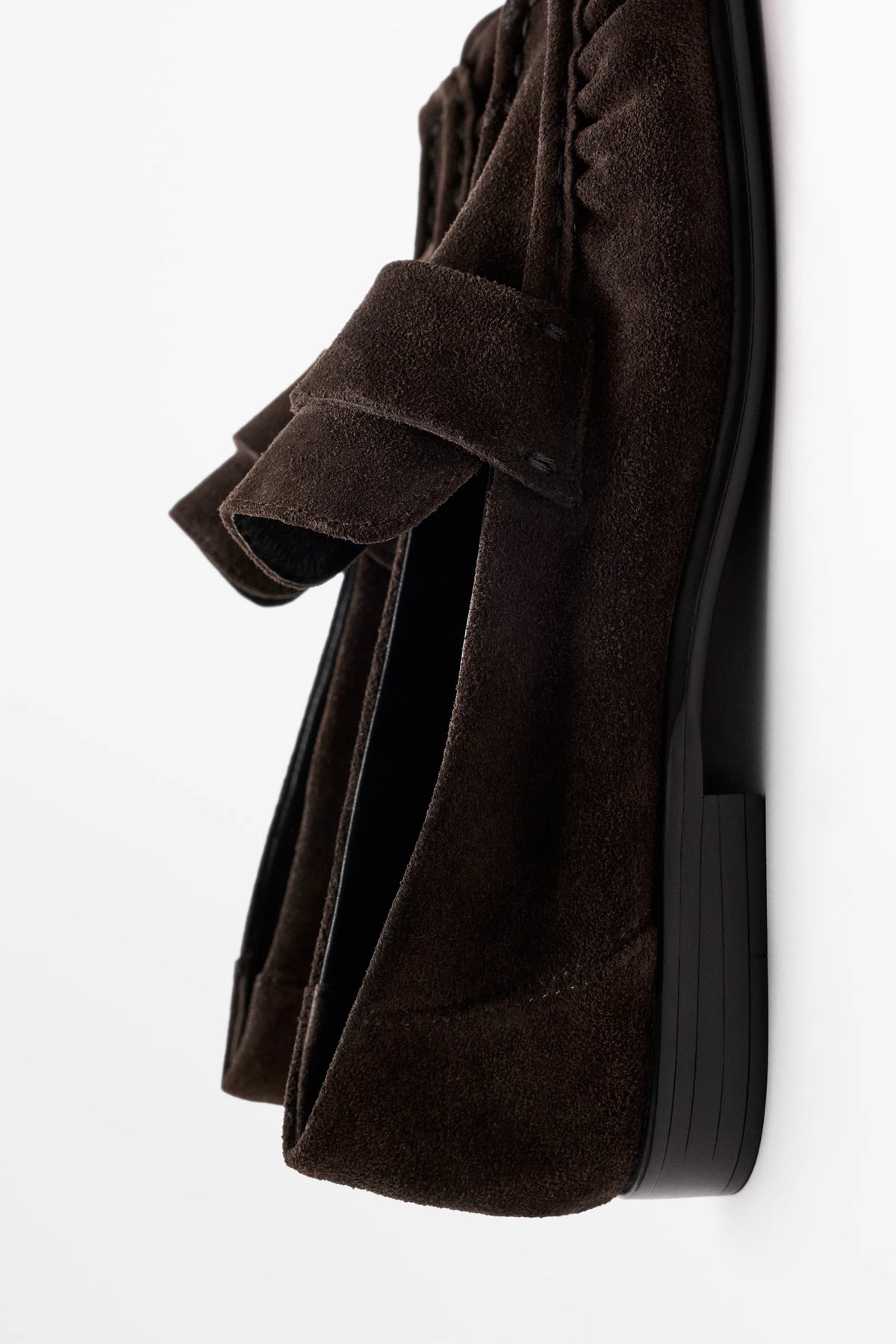 Mocassins froncés en croûte de cuir