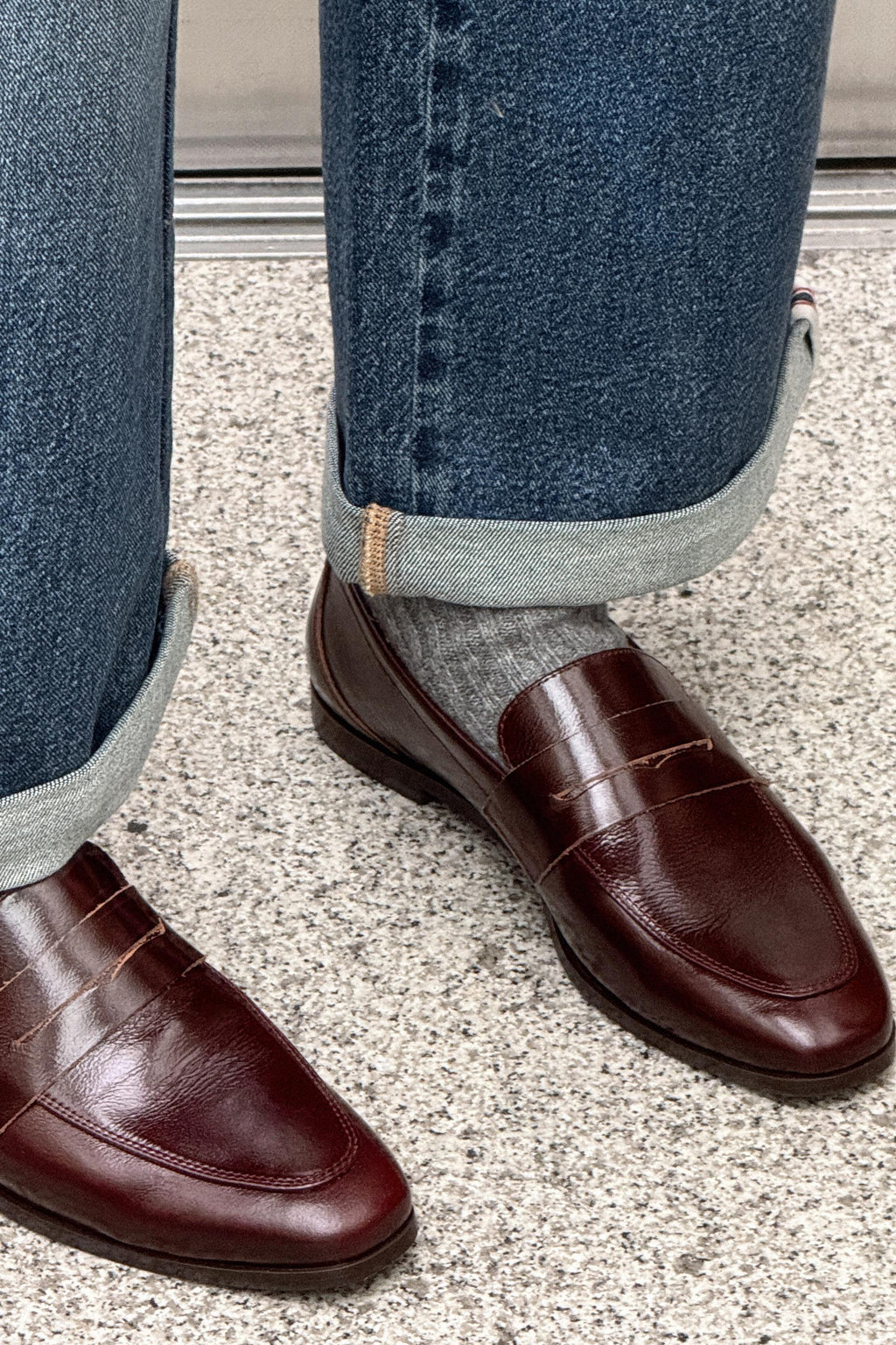 Mocassins en cuir brillant