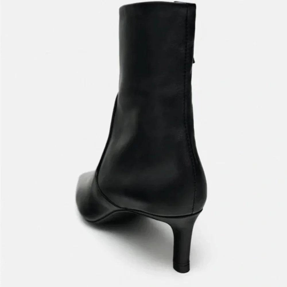 Bottines à talon kitten en cuir