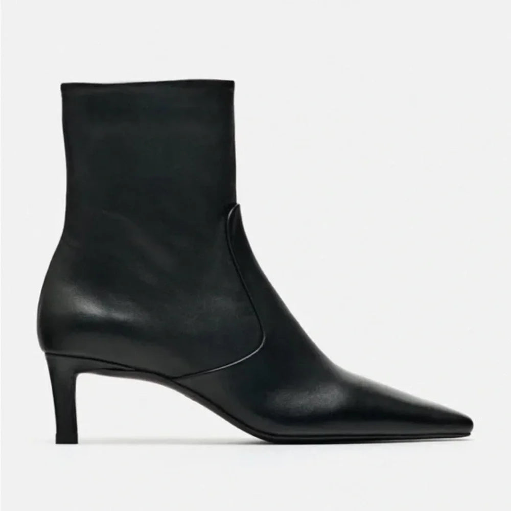 Bottines à talon kitten en cuir