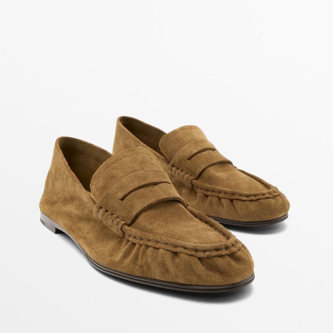 Mocassins en croûte de cuir plissée