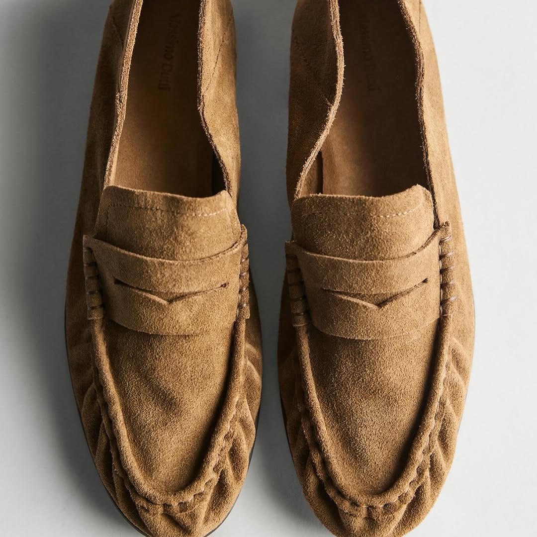 Mocassins en croûte de cuir plissée
