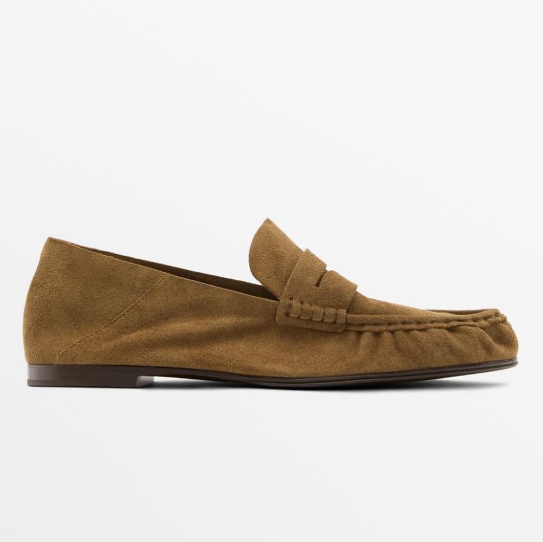 Mocassins en croûte de cuir plissée